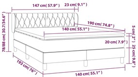 ΚΡΕΒΑΤΙ BOXSPRING ΜΕ ΣΤΡΩΜΑ ΚΡΕΜ 140X190 ΕΚ. ΥΦΑΣΜΑΤΙΝΟ 3127042