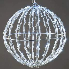 Χριστουγεννιάτικη Μπάλα 3D Ball Με Φως Led X081202413 25x25x26cm Silver-White Aca