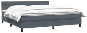 vidaXL Box Spring Κρεβάτι με στρώμα Σκούρο γκρι 200x220 cm Βελούδινο