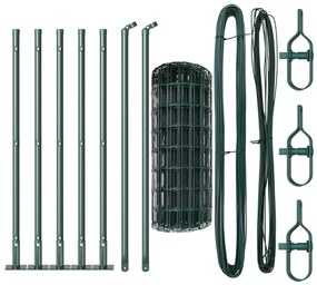 vidaXL Euro Fence με 7 Φλαντζωτές Κολώνες 0.4x10 μ Γαλβανισμένο Ατσάλι