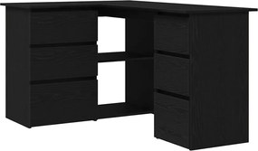 vidaXL Γραφείο με ράφι Μαύρη Οξυά 145 x 100 x 76 εκ Επεξεργασμένο ξύλο