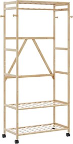 vidaXL Ράφι Ρούχων με Ράφια και Ρόδες 90x40x179,5 εκ. από Μπαμπού
