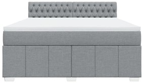 Κρεβάτι Boxspring με Στρώμα Ανοιχτό Γκρι 180x200 εκ. Υφασμάτινο - Γκρι