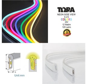 Ταινία Neon LED 12W Πλάγιος Φωτισμός Dimmable IP67 5m Tωra Cubalux 500123 Κόκκινο