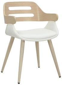 Καρέκλα - Πολυθρόνα Valeria PU λευκό-πόδι φυσικό 50x53x77 εκ.