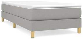 vidaXL Κρεβάτι Boxspring με Στρώμα Ανοιχτό Γκρι 90x190 εκ. Υφασμάτινο