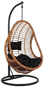 ΚΡΕΜΑΣΤΗ ΠΟΛΥΘΡΟΝΑ ΦΩΛΙΑ CALLIE HM5541.04 ΜΕ ΜΠΕΖ WICKER &amp; ΜΑΥΡΑ ΜΑΞΙΛΑΡΙΑ Φ105Χ195Υ εκ.