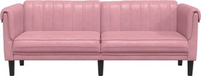 vidaXL Καναπές Τριθέσιος Ροζ Βελούδινος