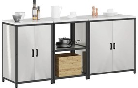 vidaXL Σετ Αποθήκευσης Κουζίνας με ράφι 3 pcs Ασημί 210 x 50 x 92 εκ