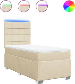 vidaXL Κρεβάτι Boxspring με Στρώμα Κρεμ 100 x 200 εκ. Υφασμάτινο
