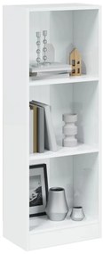 vidaXL Βιβλιοθήκη με 3 Ράφια Γυαλ. Λευκό 40x24x109 εκ. Επεξεργ. Ξύλο