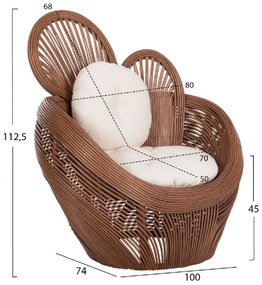 ΠΟΛΥΘΡΟΝΑ CIRCE HM9883 RATTAN ΚΑΦΕ-ΜΑΞΙΛΑΡΙΑ ΕΚΡΟΥ 100x74x112,5Υεκ.