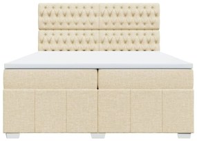 vidaXL Κρεβάτι Boxspring με Στρώμα Κρεμ 200x200 εκ. Υφασμάτινο