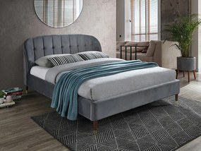 Επενδυμένο κρεβάτι Liguria 160x200 με βελούδο σε χρώμα Γκρι DIOMMI LIGURIAV160SZCBR