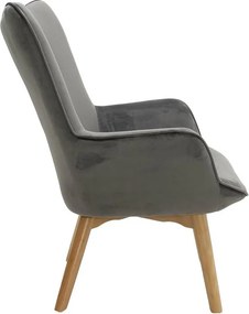 Πολυθρόνα Kido βελούδο χρώμα ασημί-γκρι 72x75x99 εκ.