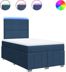 vidaXL Κρεβάτι Boxspring με Στρώμα Μπλε 120x190 εκ. Υφασμάτινο