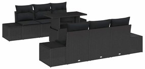 vidaXL Σετ Καναπέ Κήπου με μαξιλάρι 7 pcs Μαύρο 100 x 55 x 73 εκ