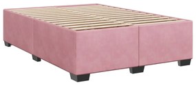 vidaXL Κρεβάτι Boxspring με Στρώμα Ροζ 140x190 εκ. Βελούδινο