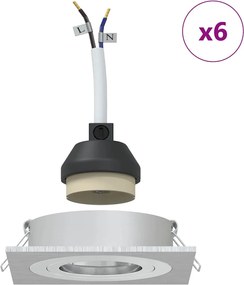 vidaXL Σποτ 6 pcs Ασημί 9 x 9 x 2 εκ. Αλουμίνιο