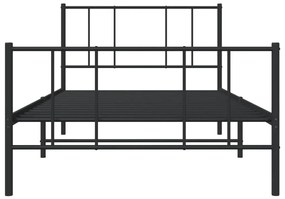 Πλαίσιο Κρεβατιού με Κεφαλάρι&amp;Ποδαρικό Μαύρο 107x20 εκ. Μέταλλο - Μαύρο