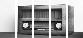 Ρετρό ραδιόφωνο εικόνας 5 μερών σε ασπρόμαυρο - 100x50