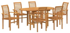 vidaXL Σέτ φαγητού για κήπο 7 pcs Καφέ Μασίφ ξύλο teak