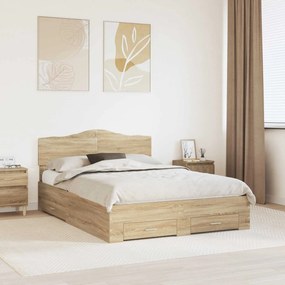 vidaXL Σκελετός Κρεβατιού Δρύς Sonoma 150 x 200 cm Επεξεργασμένο Ξύλο