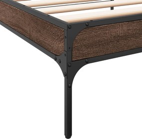 vidaXL Πλαίσιο Κρεβατιού Καφέ Δρυς 90x200 εκ. Επεξ. Ξύλο &amp; Μέταλλο