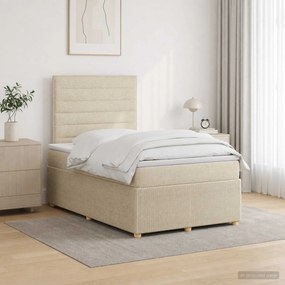 vidaXL Κρεβάτι box spring με στρώμα Κρεμ 120 x 190 cm Ύφασμα