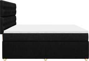 vidaXL Κρεβάτι Boxspring με Στρώμα Μαύρο 200x200 εκ. Υφασμάτινο