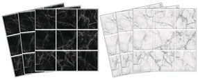 Αυτοκόλλητα πλακάκια μωσαϊκό από λευκό & μαύρο μάρμαρο - 15x15