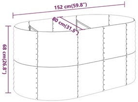 vidaXL Ζαρντινιέρα Ασημί 152x80x68 εκ. Ατσάλι με Ηλεκτρ. Βαφή Πούδρας