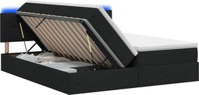 vidaXL LED Κρεβάτι αποθήκευσης με στρώμα Μαύρο 200 x 200 cm Ύφασμα