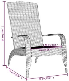vidaXL Πολυθρόνα Κήπου Adirondack Μαύρη από Συνθετικό Ρατάν