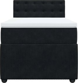 vidaXL Κρεβάτι Boxspring με Στρώμα Μαύρο 80 x 200 εκ. Βελούδινο