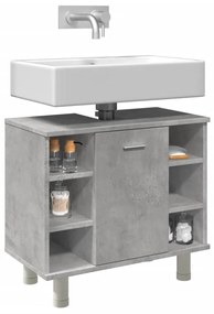 Ντουλάπι Νιπτήρα Γκρι Σκυροδέματος 60x32x53,5 εκ. Επεξ. Ξύλο