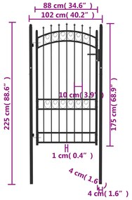 vidaXL Πόρτα Περίφραξης με Ακίδες Μαύρη 100 x 175 εκ. Ατσάλινη