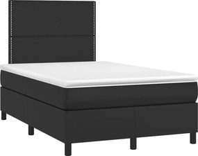 vidaXL Κρεβάτι Boxspring με Στρώμα &amp; LED Μαύρο 120x200 εκ. Συνθ. Δέρμα