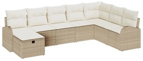 vidaXL Σετ Καναπέ Κήπου με μαξιλάρι 8 pcs Μπεζ Πολυ ράταν