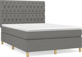vidaXL Κρεβάτι Boxspring με Στρώμα Σκούρο Γκρι 140x200 εκ Υφασμάτινο