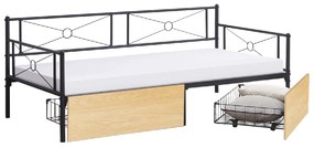 ΚΡΕΒΑΤΙ-ΚΑΝΑΠΕΣ BERNIE HM21120.02 ΜΑΥΡΟΣ ΜΕΤΑΛ.ΣΚΕΛΕΤΟΣ &amp; SONAMA ΣΥΡΤΑΡΙΑ-190x90εκ.