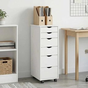 vidaXL Κινητό Ντουλάπι 34 x 39 x 93,5 εκ Στερεό ξύλο πεύκου Λευκό