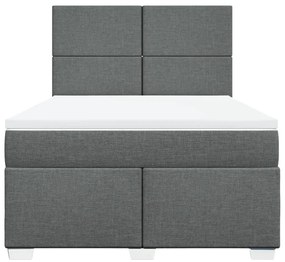 Κρεβάτι Boxspring με Στρώμα Σκούρο Γκρι 160x200 εκ Υφασμάτινο - Γκρι