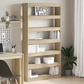 vidaXL Βιβλιοθήκη Σονομα Όουκ Επεξεργασμένο Ξύλο 100 x 30 x 198 cm Ράφια