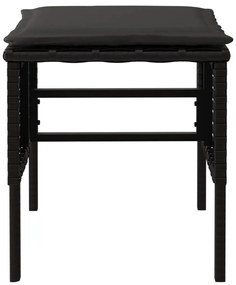 vidaXL Υποπόδια Κήπου 4 τεμ. Μαύρα από Συνθετικό Ρατάν με Μαξιλάρια