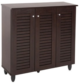 SHOE CABINET PROLLY  MELAMINE IN WENGE-3 DOORS-4 SHELVES 87x32x88Hcm.