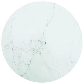 vidaXL Επιφάνεια Τραπεζιού Λευκή Ø40 x 0,8 εκ. Ψημ. Γυαλί Μαρμ. Σχέδιο