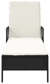 vidaXL Ξαπλώστρα Μαύρη και Κρεμ PE Ρατάν 157 x 55 x 92 εκ.