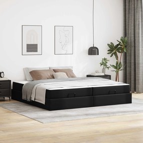 vidaXL Σκελετός κρεβατιού με στρώμα με στρώμα 2 pcs Μαύρο PVC