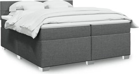 vidaXL Κρεβάτι Boxspring με Στρώμα Σκούρο Γκρι 200x200 εκ. Υφασμάτινο